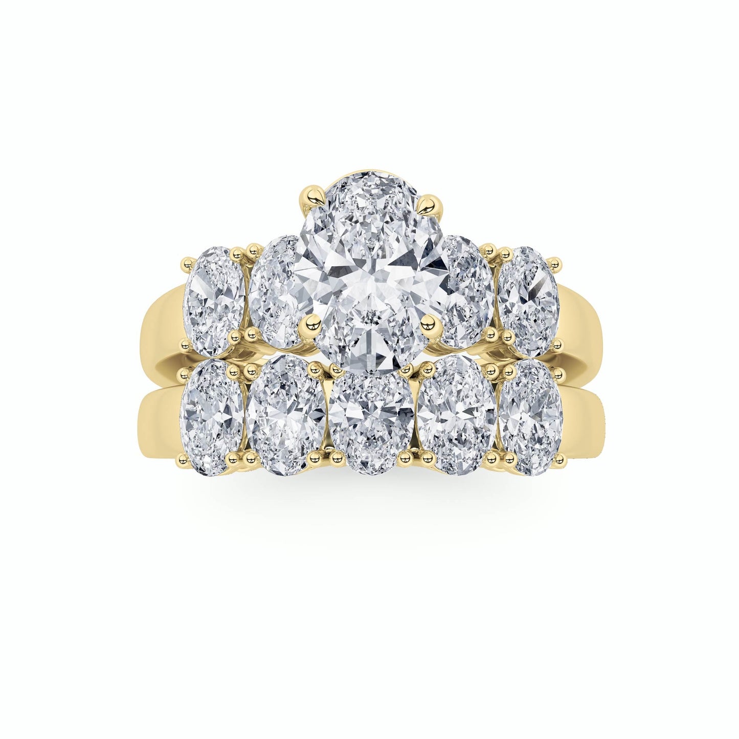 2.5Cttw Oval Shaped Lab Grown Diamond (G/VS) Bridal Set with Matching Band and Ring in 14K Gold