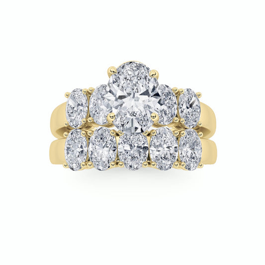 2.5Cttw Oval Shaped Lab Grown Diamond (G/VS) Bridal Set with Matching Band and Ring in 14K Gold