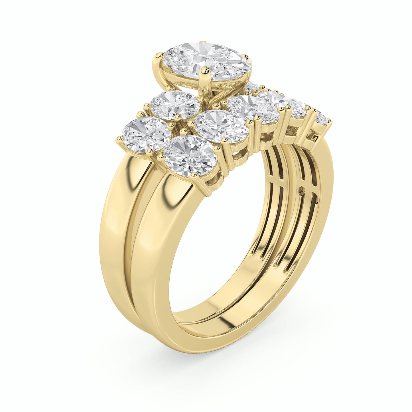 2.5Cttw Oval Shaped Lab Grown Diamond (G/VS) Bridal Set with Matching Band and Ring in 14K Gold