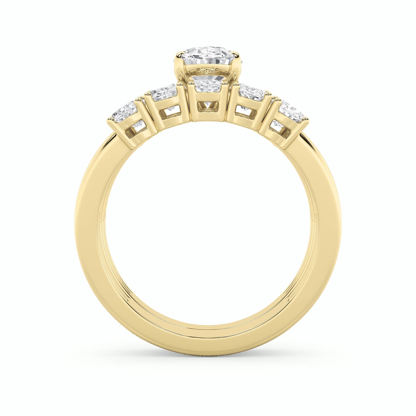 2.5Cttw Oval Shaped Lab Grown Diamond (G/VS) Bridal Set with Matching Band and Ring in 14K Gold