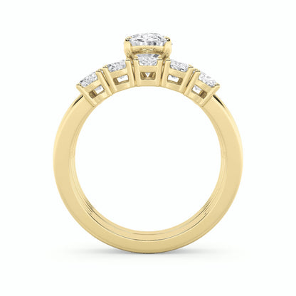 2.5Cttw Oval Shaped Lab Grown Diamond (G/VS) Bridal Set with Matching Band and Ring in 14K Gold
