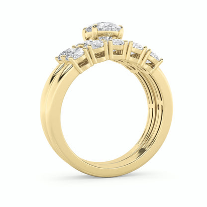 2.5Cttw Oval Shaped Lab Grown Diamond (G/VS) Bridal Set with Matching Band and Ring in 14K Gold