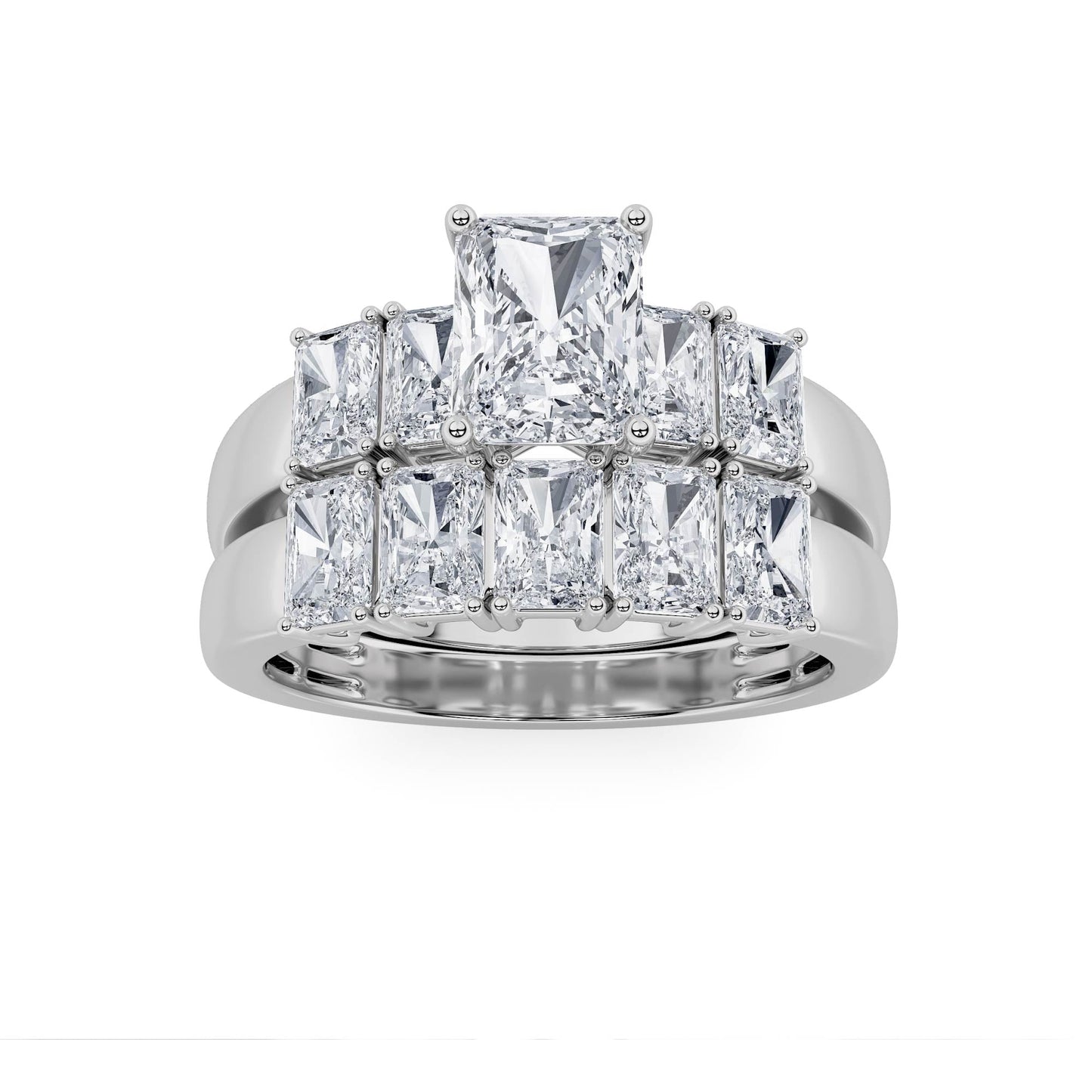 2.5Cttw Radiant Shaped Lab Grown Diamond (G/VS) Bridal Set with Matching Band and Ring in 14K Gold