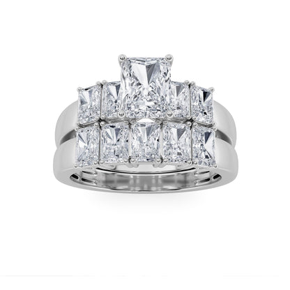 2.5Cttw Radiant Shaped Lab Grown Diamond (G/VS) Bridal Set with Matching Band and Ring in 14K Gold