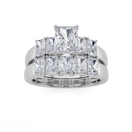 2.5Cttw Radiant Shaped Lab Grown Diamond (G/VS) Bridal Set with Matching Band and Ring in 14K Gold