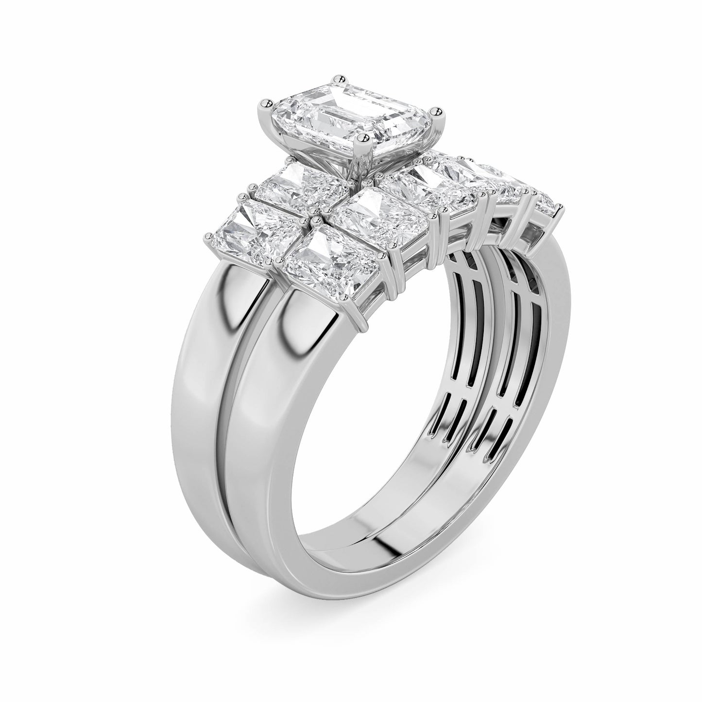 2.5Cttw Radiant Shaped Lab Grown Diamond (G/VS) Bridal Set with Matching Band and Ring in 14K Gold