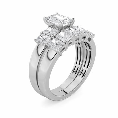 2.5Cttw Radiant Shaped Lab Grown Diamond (G/VS) Bridal Set with Matching Band and Ring in 14K Gold
