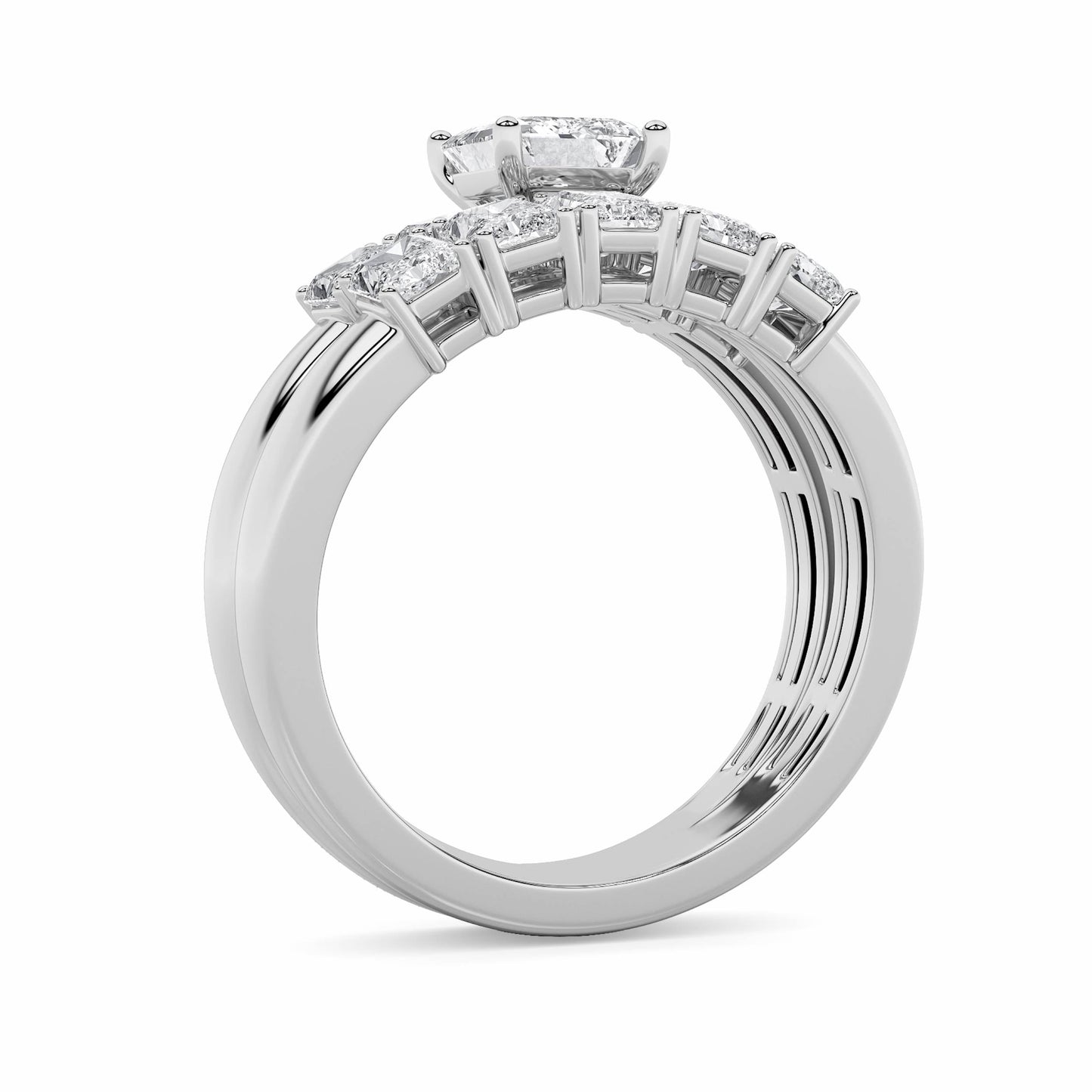 2.5Cttw Radiant Shaped Lab Grown Diamond (G/VS) Bridal Set with Matching Band and Ring in 14K Gold