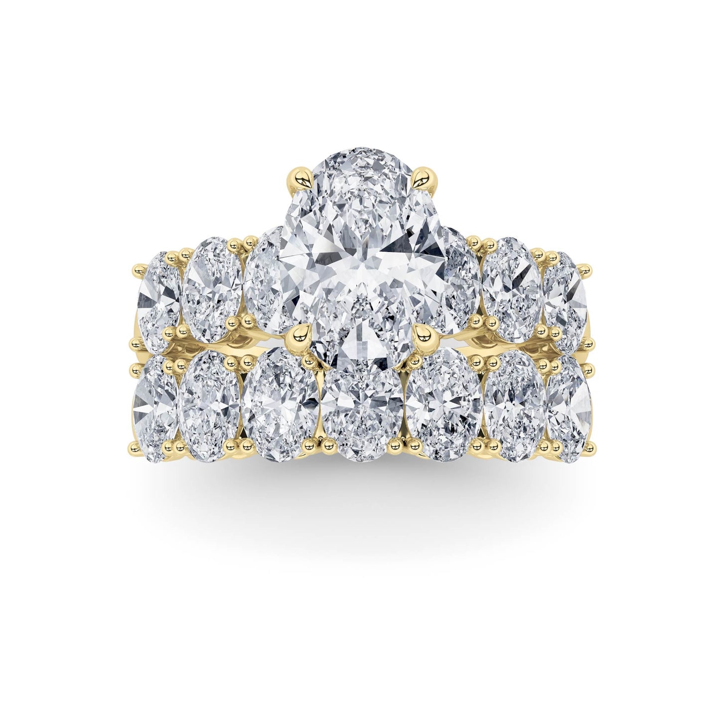 3.5Cttw Oval Shaped Lab Grown Diamond (G/VS) Bridal Set with Matching Band and Ring in 14K Gold