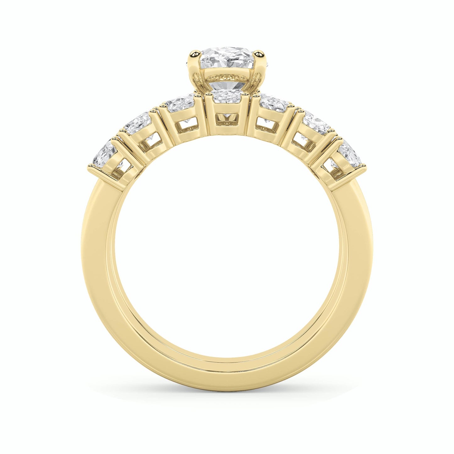 3.5Cttw Oval Shaped Lab Grown Diamond (G/VS) Bridal Set with Matching Band and Ring in 14K Gold