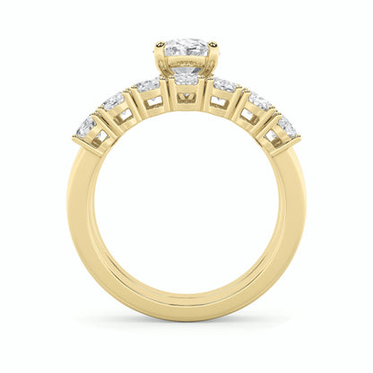 3.5Cttw Oval Shaped Lab Grown Diamond (G/VS) Bridal Set with Matching Band and Ring in 14K Gold