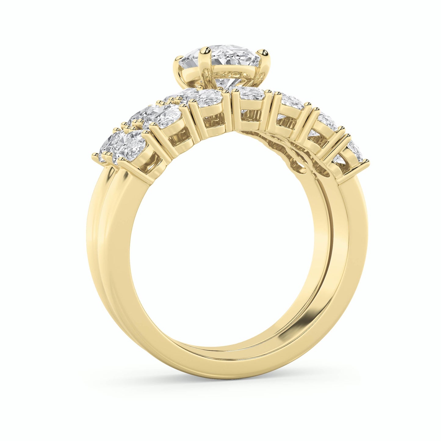 3.5Cttw Oval Shaped Lab Grown Diamond (G/VS) Bridal Set with Matching Band and Ring in 14K Gold