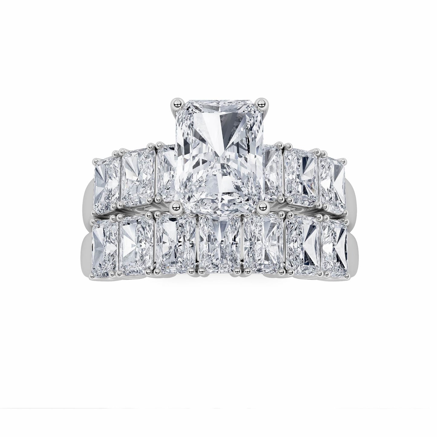 3.5Cttw Radiant Shaped Lab Grown Diamond (G/VS) Bridal Set with Matching Band and Ring in 14K Gold
