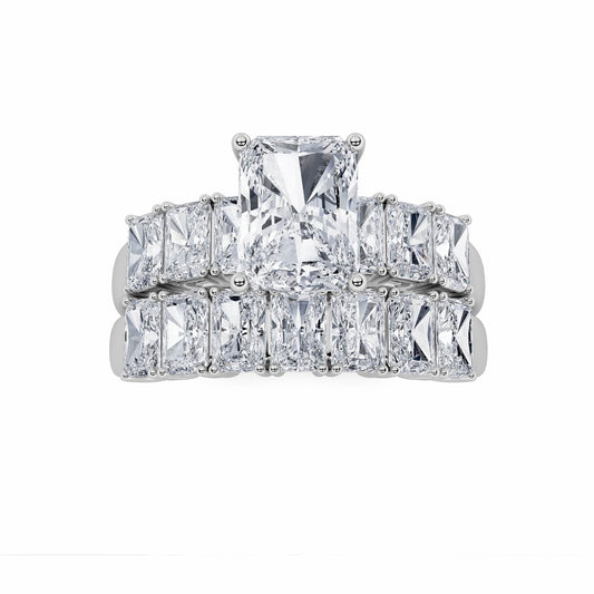 3.5Cttw Radiant Shaped Lab Grown Diamond (G/VS) Bridal Set with Matching Band and Ring in 14K Gold