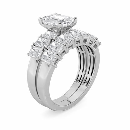 3.5Cttw Radiant Shaped Lab Grown Diamond (G/VS) Bridal Set with Matching Band and Ring in 14K Gold