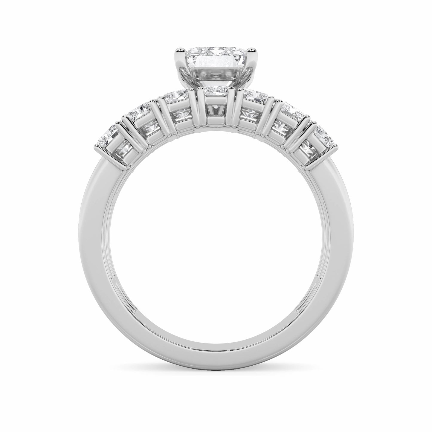 3.5Cttw Radiant Shaped Lab Grown Diamond (G/VS) Bridal Set with Matching Band and Ring in 14K Gold