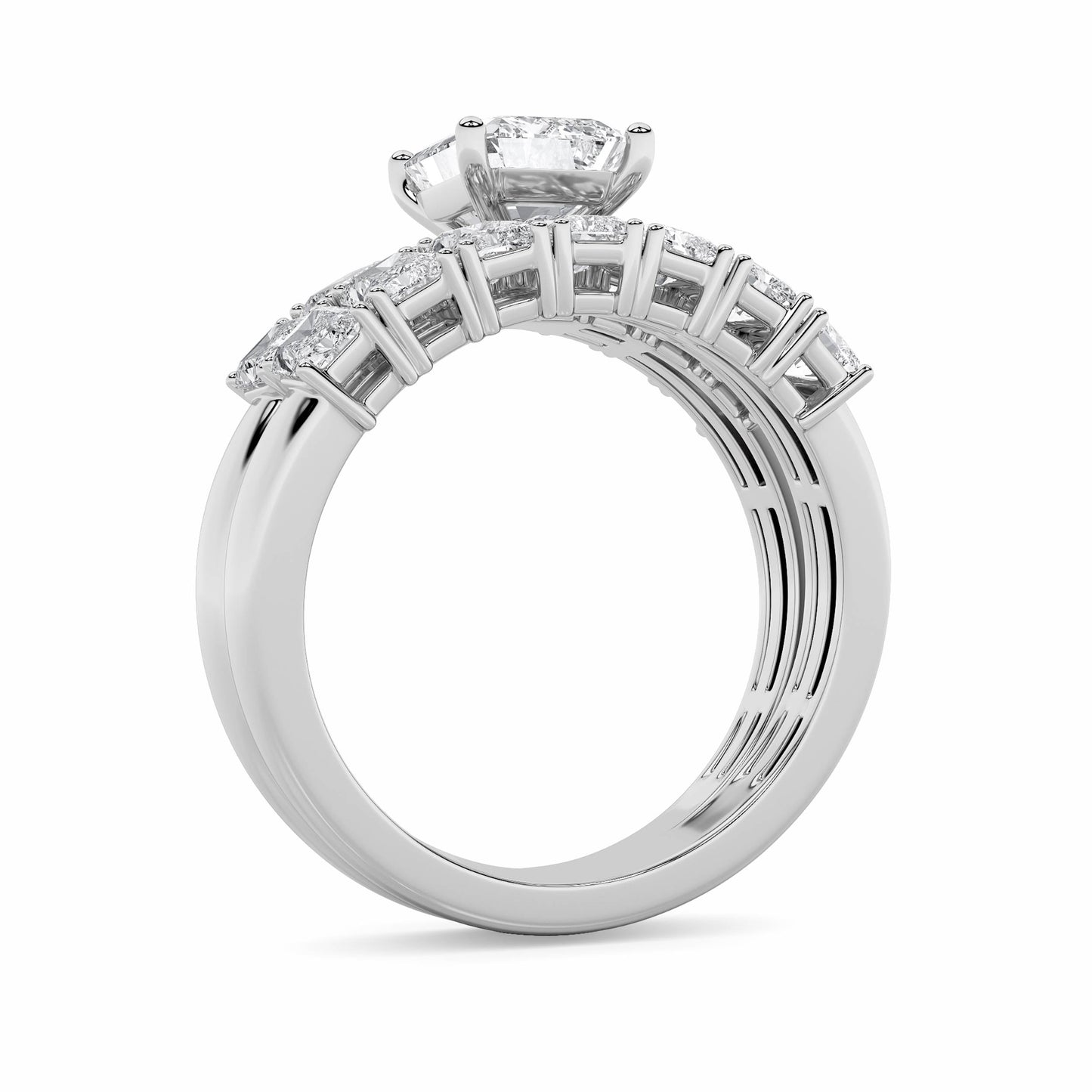 3.5Cttw Radiant Shaped Lab Grown Diamond (G/VS) Bridal Set with Matching Band and Ring in 14K Gold