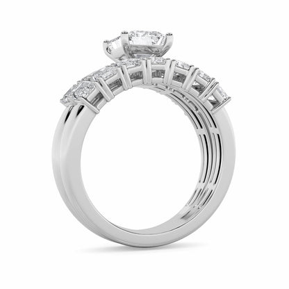 3.5Cttw Radiant Shaped Lab Grown Diamond (G/VS) Bridal Set with Matching Band and Ring in 14K Gold
