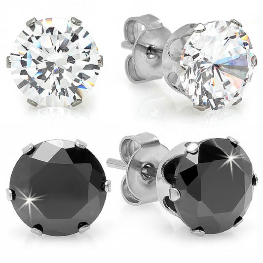 Checkerboard CZ Stud Earring Set