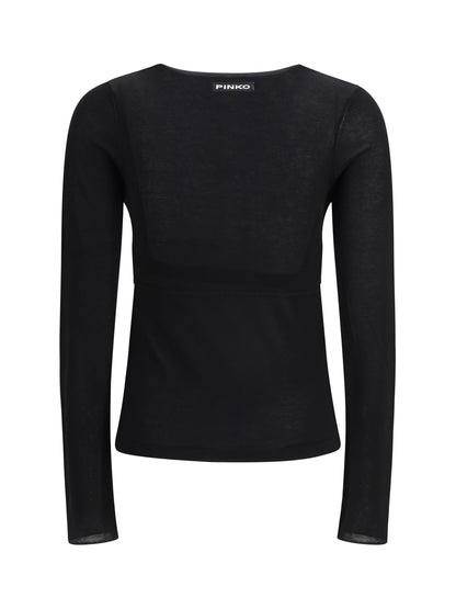 Sweater V-Open Neckline Black Limousine