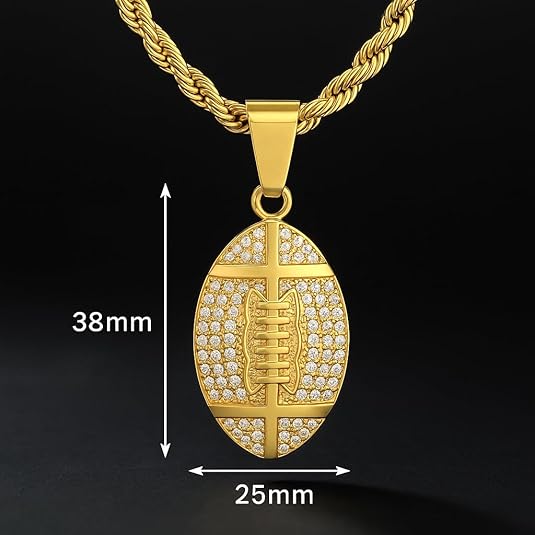 Steeltime 18k Gold Plated Football Necklace