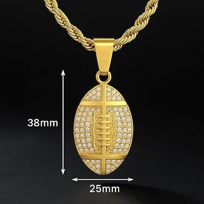 Steeltime 18k Gold Plated Football Necklace