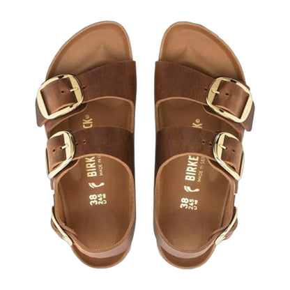 Birkenstock Unisex Milano Big Buckle Natural Leather Cognac