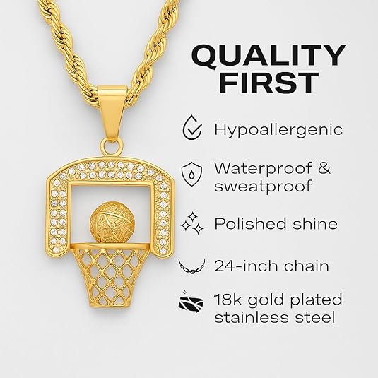Basketball Hoop Pendant Necklace