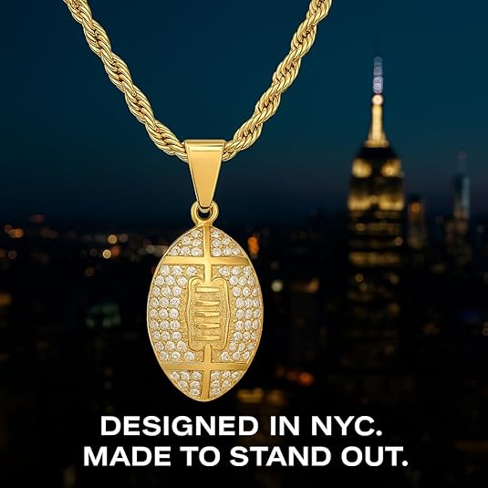 Steeltime 18k Gold Plated Football Necklace
