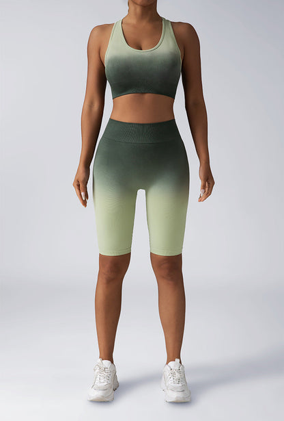 Seamless Women's Activewear Sets – 2-Piece Crop Top & High Waist Shorts/Leggings