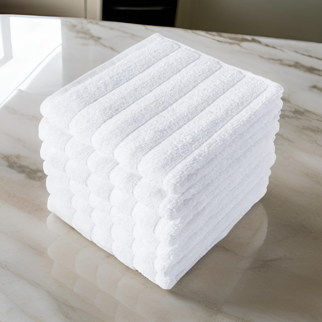 Classic Turkish Towels 100% Turkish Cotton Washcloths Set of 6, Absorbent & Quick Dry, Face Towels Wash Cloths for Hotel, Spa & Gym I 13"x13" - Classic Turkish Towels