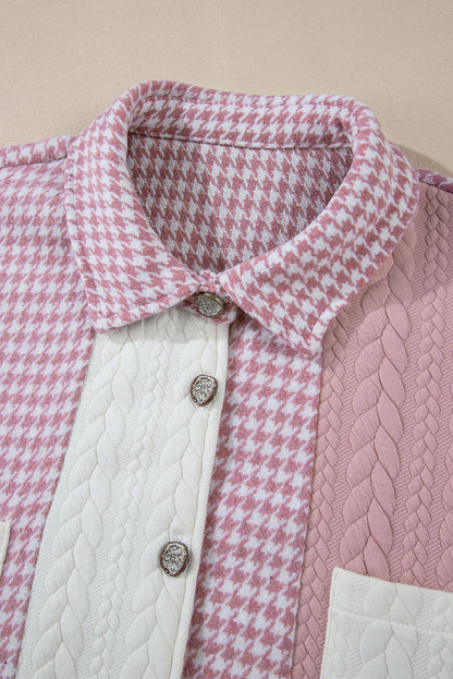 Threaded Pear Luna Houndstooth Loose Shacket