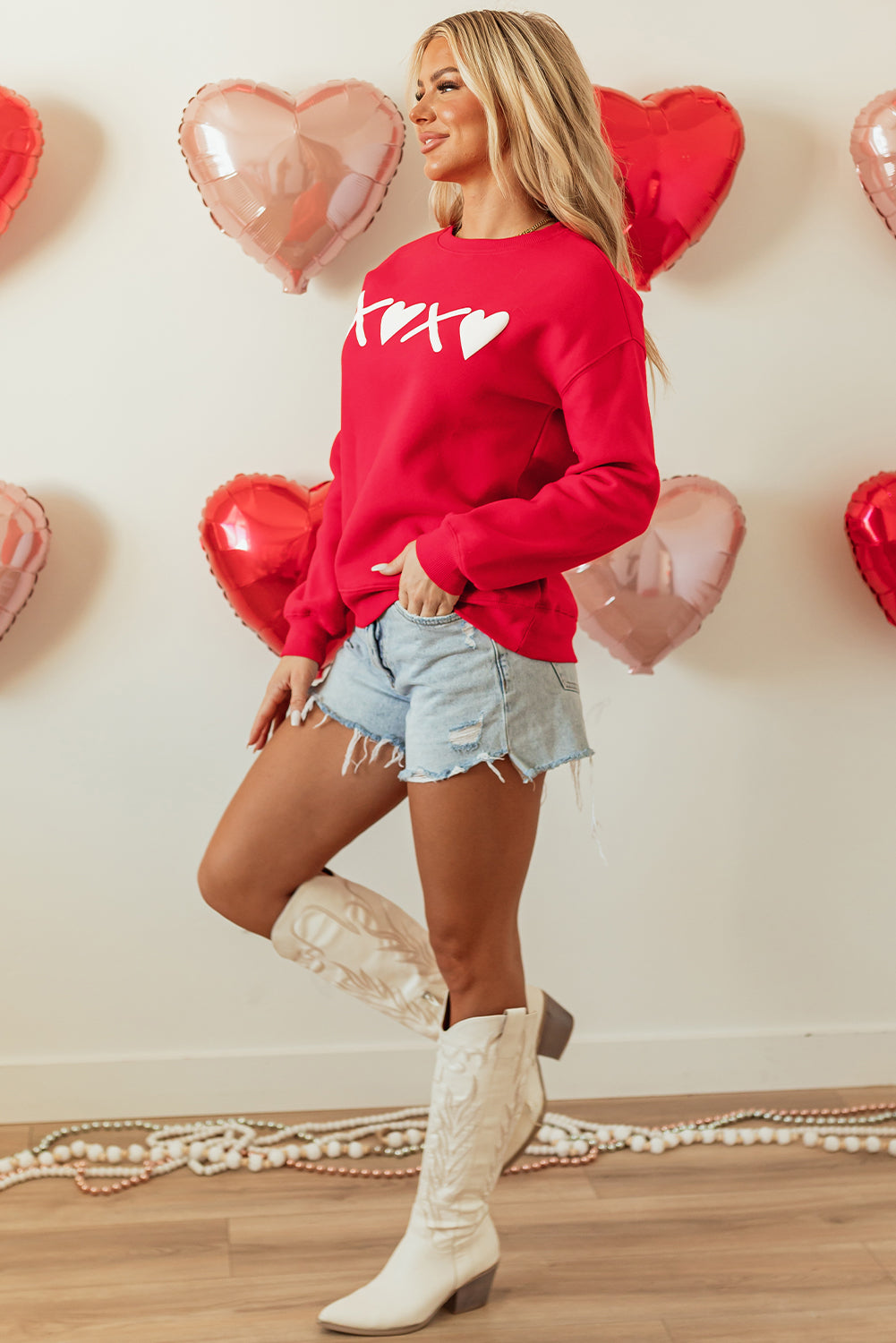Threaded Pear Clementine Print Valentines Heart Sweatshirt