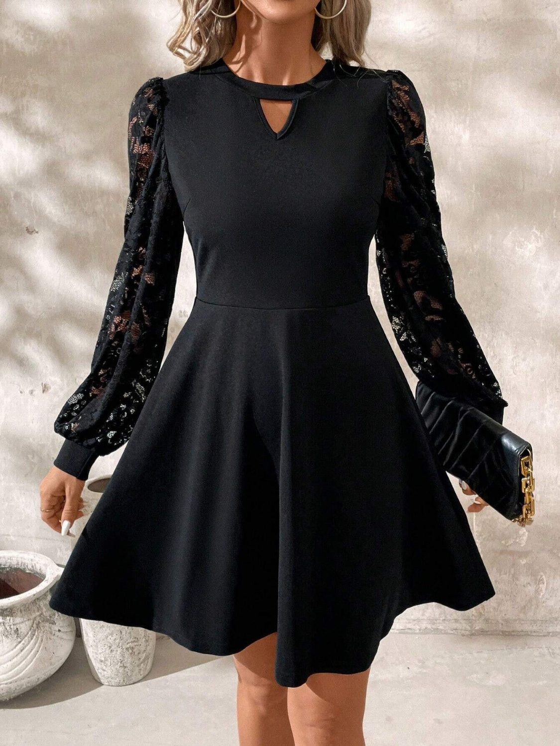 long sleeve mini one piece dress for women Dalzine Long Sleeve Mini Dress | Black | Womens