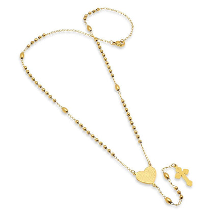Our Father Prayer Heart Rosary Necklace