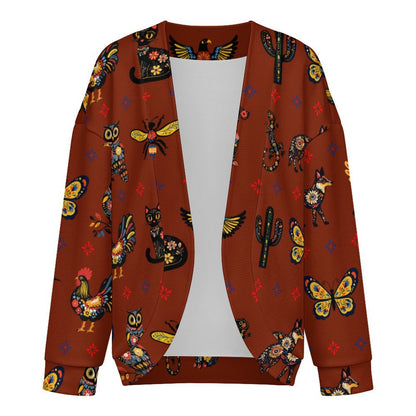 Baha Ranch Colores de Mexico Talavera Floral Animals Drop Shoulder Cardigan