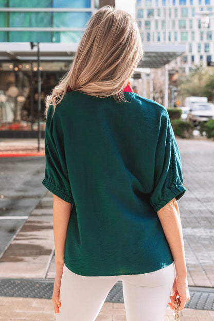 Threaded Pear Janiyah Patchwork Half Sleeve Blouse