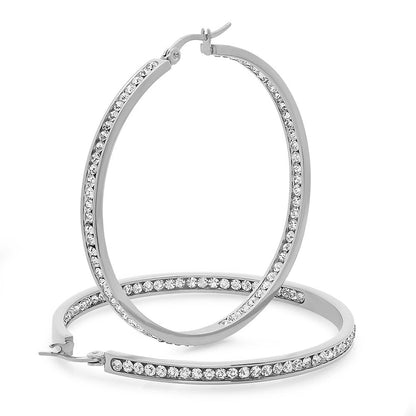 CZ Oval Hoop Earrings