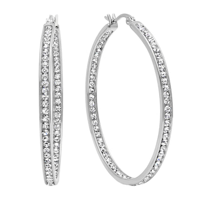 CZ Oval Hoop Earrings