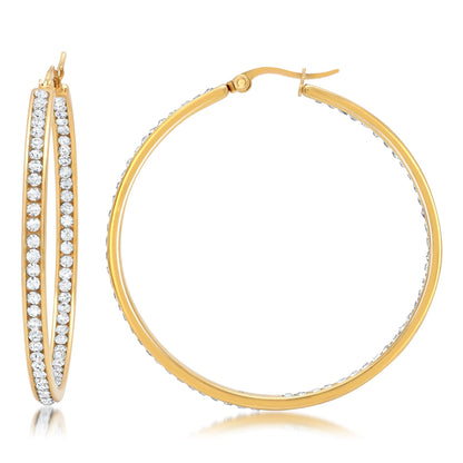 CZ Oval Hoop Earrings