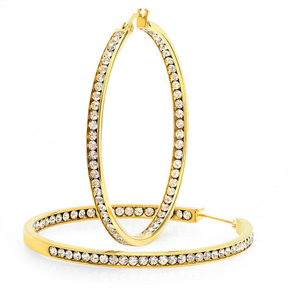 CZ Oval Hoop Earrings