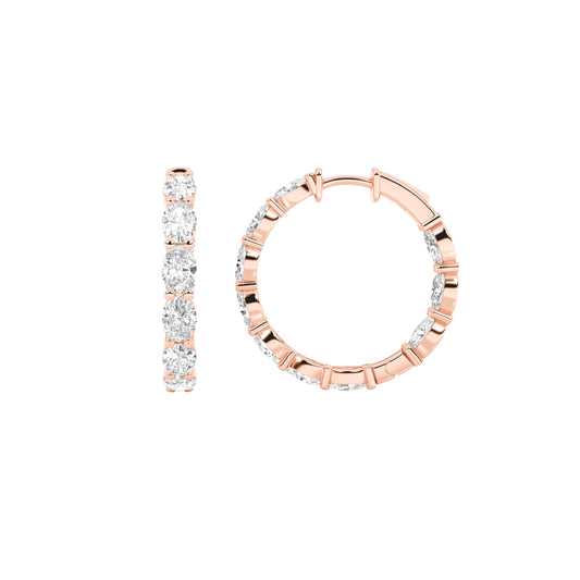 Oval Shaped Lab Grown Diamond Inside Out Hoop Earrings in 14K Gold (F/VS)