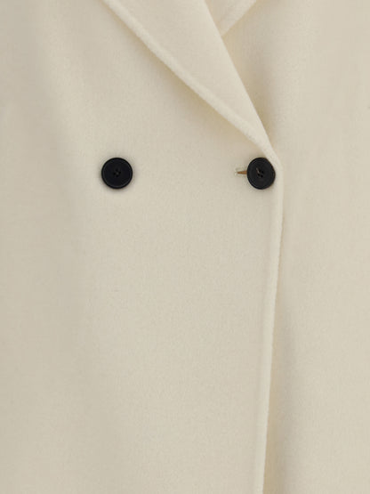 Double-Breasted Long Coat Cream