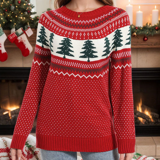 Women's Casual Pine Pattern Sweater