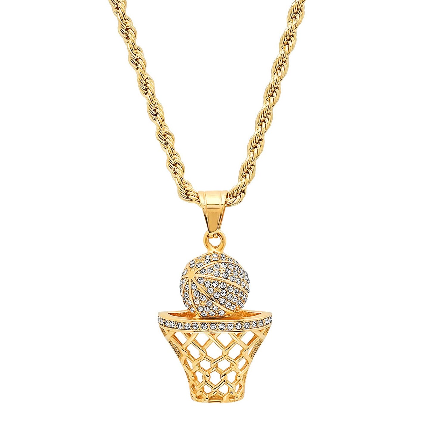 Iced Sports Pendant Necklace Set – Soccer, Football & Hoop (3-Piece)