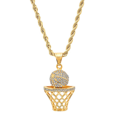 Iced Sports Pendant Necklace Set – Soccer, Football & Hoop (3-Piece)