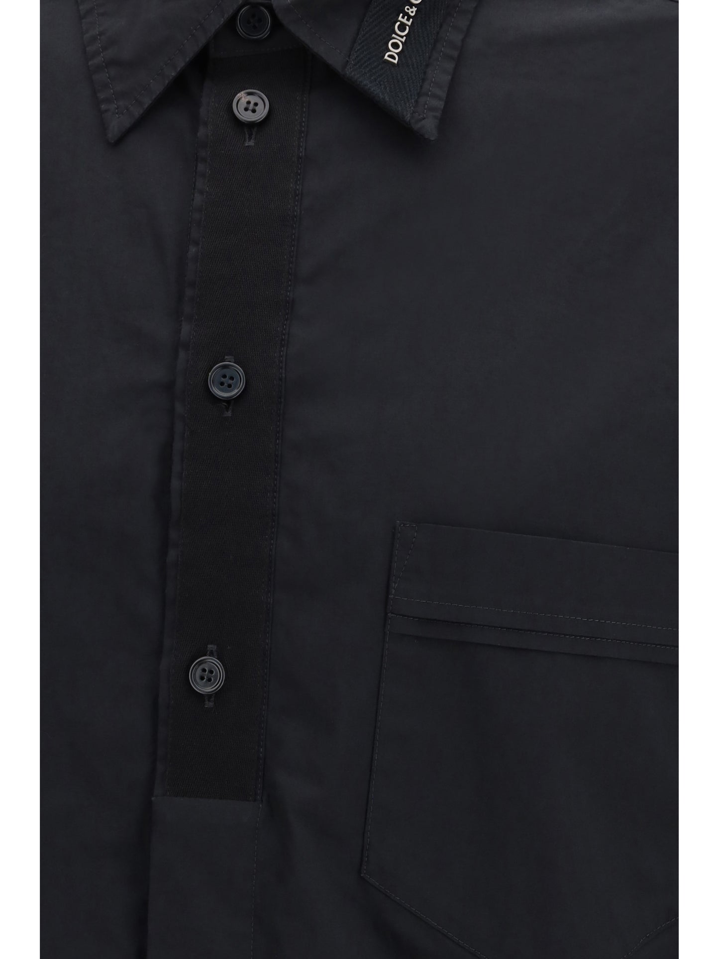 Cotton Shirt With Pockets Black