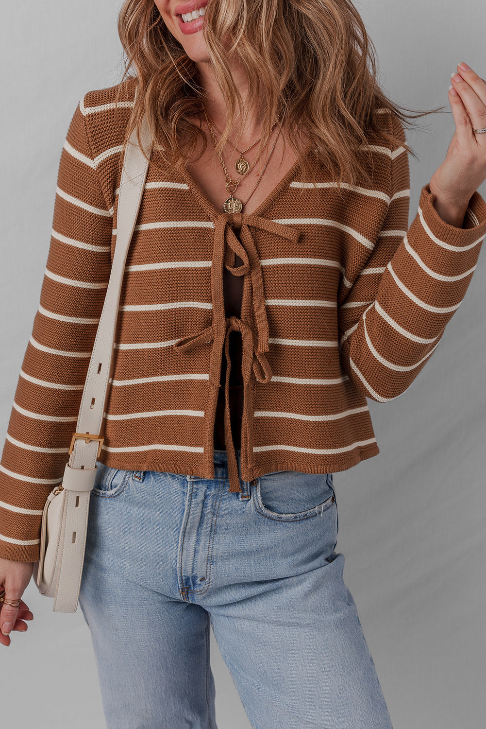 Threaded Pear Lilly Striped Knit Cardigan Sweater