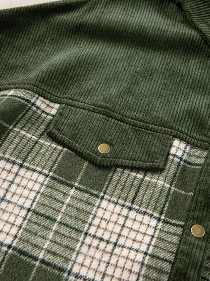 Plaid Button Up Long Sleeve Shacket