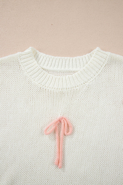 Threaded Pear Malani Bow Knot Loose Sweater
